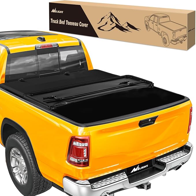 Nilight Soft Tri-fold Truck Bed Tonneau Cover Compatible with 2009-2025 Dodge Ram 1500(Include Classic and New Body)-5.6ft