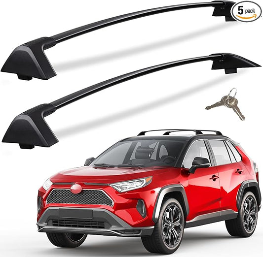 KINGGERI Lockable 260lbs Roof Racks Cross Bars Fit for Toyota RAV4 2019-2025 Accessories, Aluminum Heavy Duty Crossbar Anti-Theft Metal (Not for Adventure/TRD Off-Road/Hybrid Woodland Edition/22-25LE)