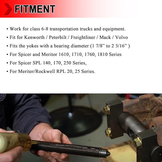 60050 Heavy-Duty Yoke Puller Kit, Replace 10803 Yoke Puller, Heavy Duty Yoke Removal Tool Kit Semi Truck Yoke Remover Works for Class 6-8 Trucks and Equipment