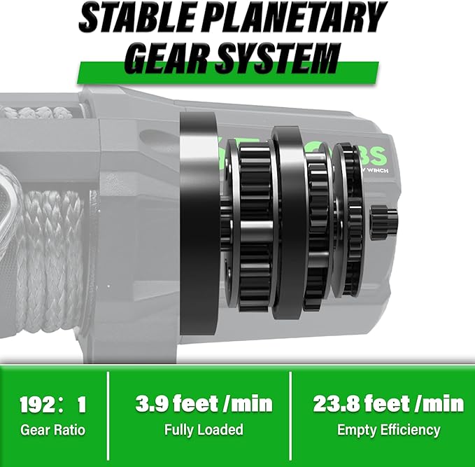 TYT 6500 lb UTV Winch Kit,12 Volt DC Electric Trailer Winch with Wireless Remote and Wired Switch,1/4" x 50FT Synthetic Rope Winch with Rubber Stopper and Mounting Plate