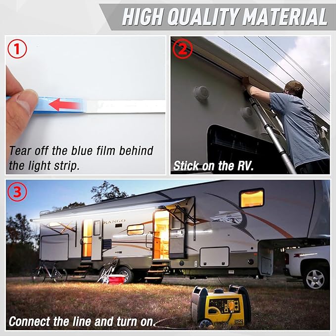 RV Awning Light,12V 20FT Camper Awning Lighting,Waterproof LED Strip,Exterior Underglow Lighting for RV Motorhome Travel Trailer Food Truck Outdoor Party (White, 20FT)