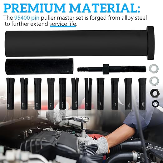 95400 in-Line Dowel Pin Puller Master Set, 18 Pcs Efficient Dowel Pin Puller Tool, SAE and Metric Collets