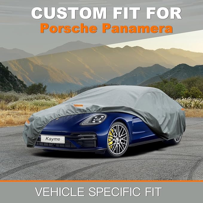 Kayme Heavy Duty Car Cover Custom Fit Porsche Panamera(2009-2025),Waterproof All Weather for Automobiles, Full Exterior Covers Sun Rain UV Protection.