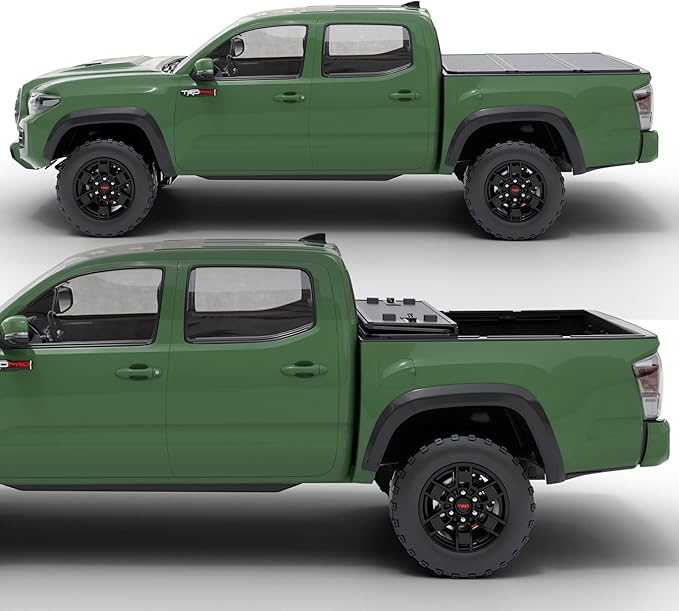 Hard Folding Truck Bed Tonneau Cover |HTF020|Fits 2005-2015 Toyota Tacoma w/OE Track System 6' 2" Bed (73.5")