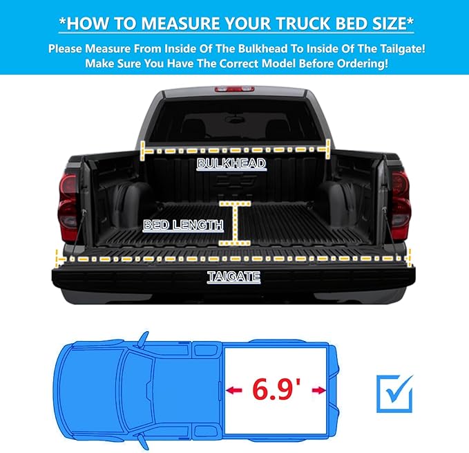 Mamoru Hard Tri-Fold 6.9' Tonneau Cover for 2020 2021 2022 2023 2024 2025 2026 Chevy Silverado GMC Sierra 2500HD 3500HD Pickup Truck Bed