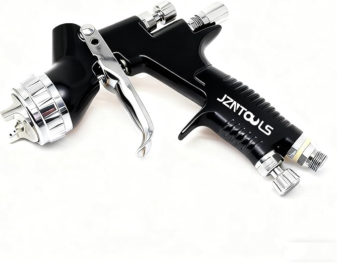 TE20 HVLP Air Spray Gun 1.3mm Nozzles, Car Paint Gun Sprayer,Forged Body, Anodised Finish，Paint Gun for Varnish and Top Coat, with Paint Sprayer Accessories (Black（Plum Blossom Nozzle）)