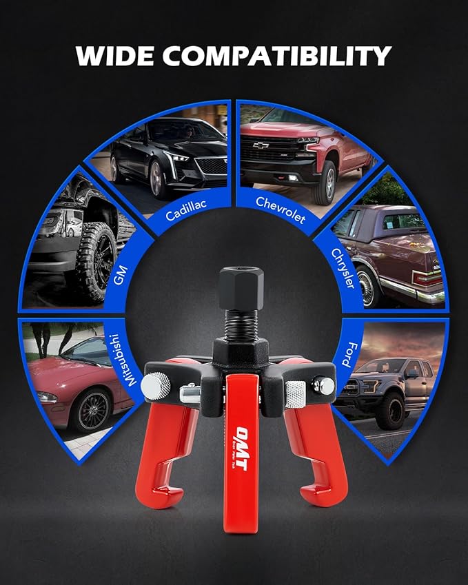 Orion Motor Tech Harmonic Balancer Puller Kit, Adjustable 3-Jaw Puller Set for Removing Harmonic Dampers & Balancers, 3-Jaw Pulley Puller Set Compatible with Chevy GM Chrysler Cadillac Ford More, Red