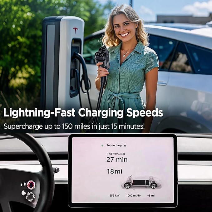 Nacs to CCS1 Adapter, 500A/1000V Tesla Charger Adapter, DC Adapter Fit for Ford, Rivian, GM, Volvo, Polestar, Nissan, Mercedes-Benz, Hyundai, Lucid, Kia, Genesis, and Honda Prologue EVs