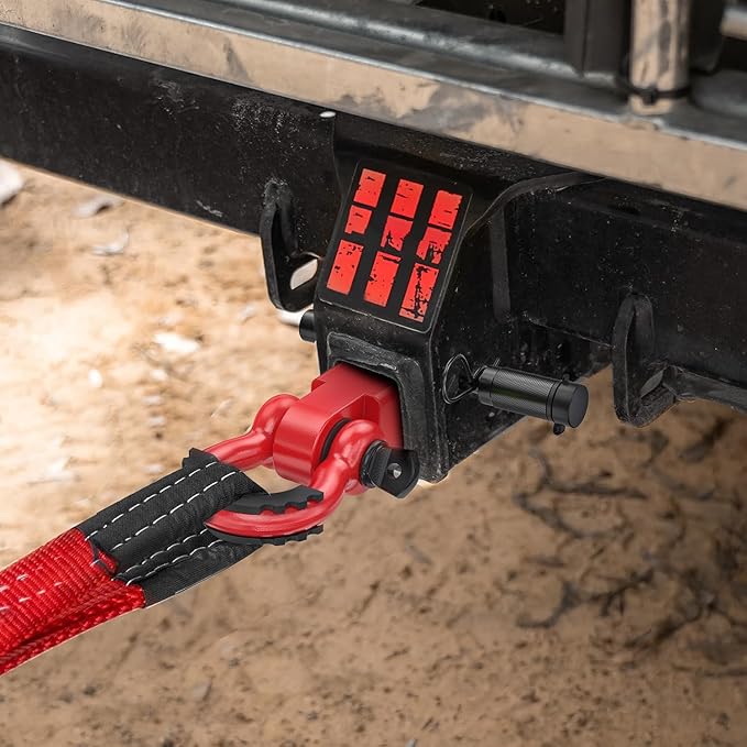 Nilight Anti-Theft Shackle Hitch Receiver 2Inch 45000 LBs Breaking Strength 3/4" Anti-Theft D Ring Shackle 5/8" Trailer Hitch Lock Pin Heavy Duty Solid Towing Kit for Trucks Off Road (Red)