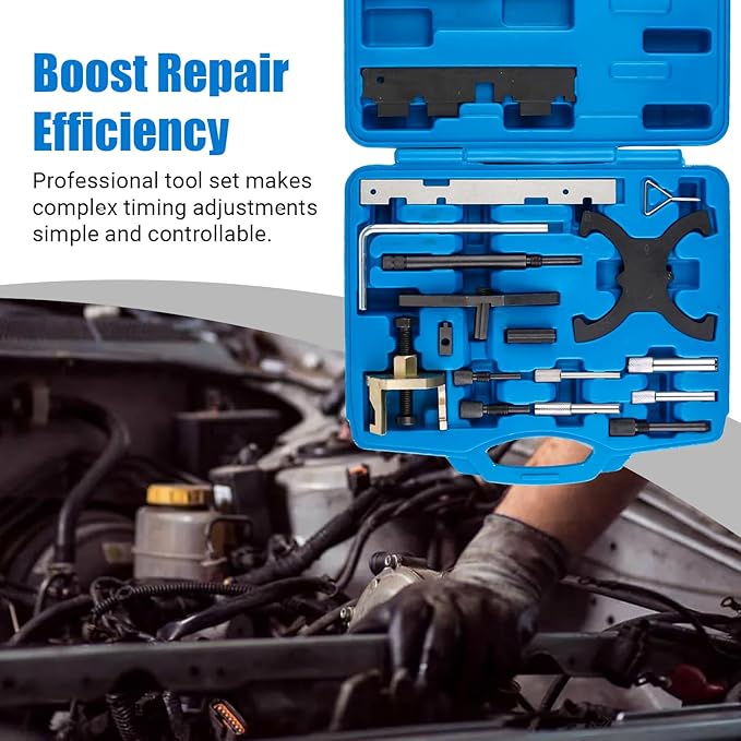18PCS Engine Timing Tool Kit, Camshaft Locking Set with Flywheel Lock, Replaces 303-1097 303-1552, Fits Ford 1.5L 1.6L 2.0L EcoBoost (Focus Fiesta Escape) & Mazda 3 Volvo, for Timing Alignment