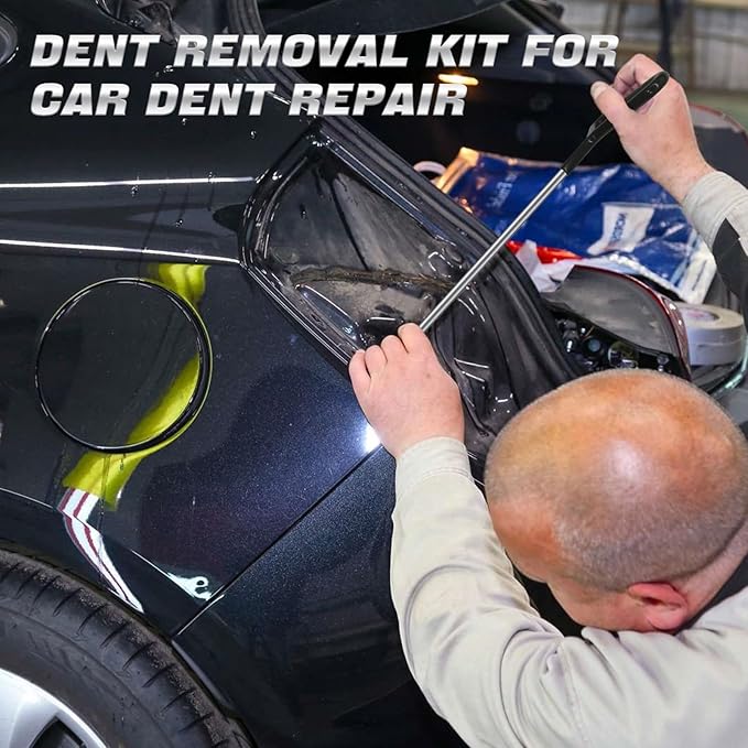 Car Dent Removal Rod Tools,Paintless Dent Repair Kit with 3 Pcs Stainless Steel Rods and 22Pcs Tips,Dent Repair Rods for Car Dents Door Dings and Hail Damage Removal