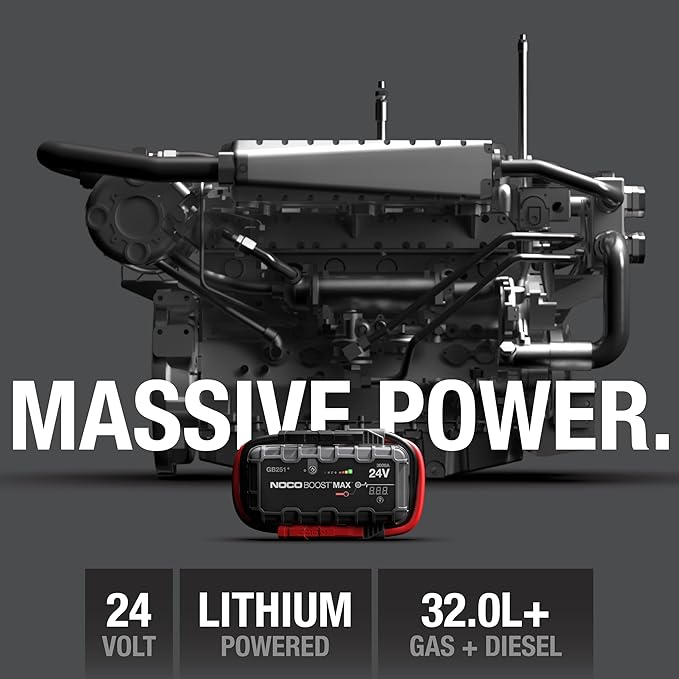 NOCO Boost Max GB251: 3000A UltraSafe Jump Starter – 24V Lithium Battery Booster Pack, Portable Jump Box, Power Bank & Jumper Cables - for 32L Gas and Diesel Engines