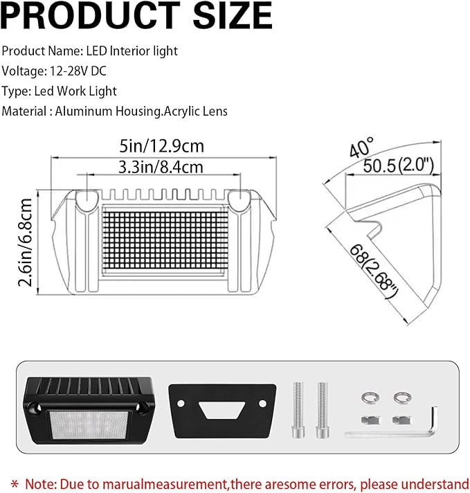 5" Led RV Exterior Lights, 6000K White Light Super Bright, 12V RV Porch Light Aluminum Low Current Led Scene Lighting for RV Camper Trailers Trucks Trailers Bus Marine Boats Campers