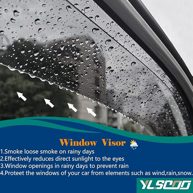 Window Visors Rain Guards fits Hyundai Santa Cruz 2022 2023 2024 2025, Out-Channel Window Wind Deflectors Vent Shades Accessories, Dark Smoke 4 Pcs