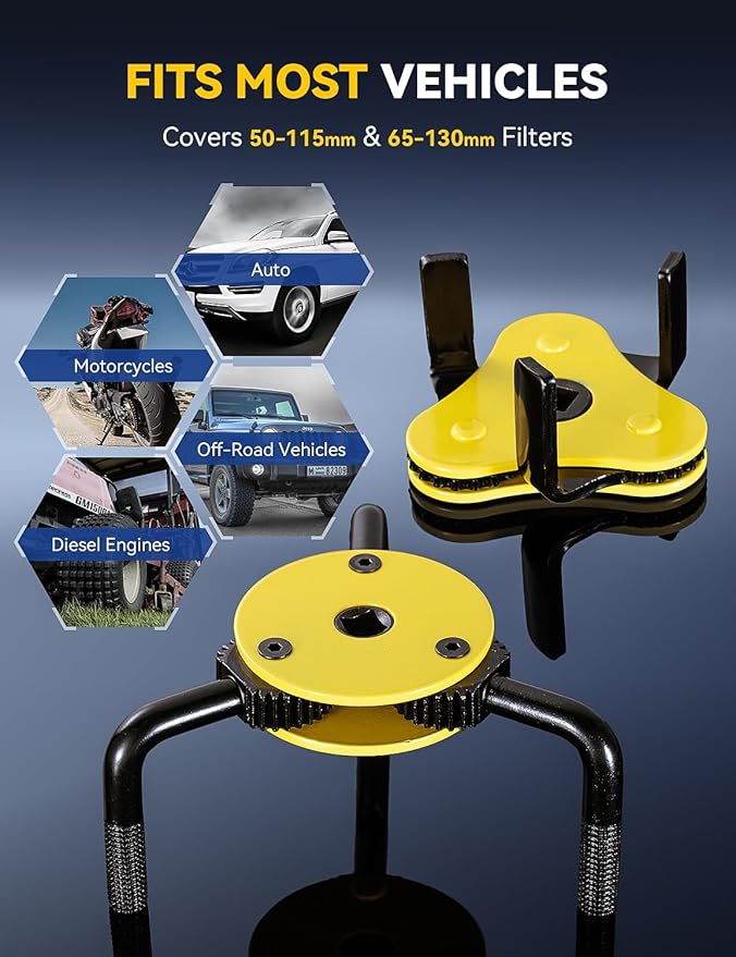 Oil Filter Wrench Set - Professional 2-Piece oil filter removal tool Kit for Cars, Trucks & Motorcycles, 3/8" & 1/2" Drive, Fits 1.9"-5.1" Filters