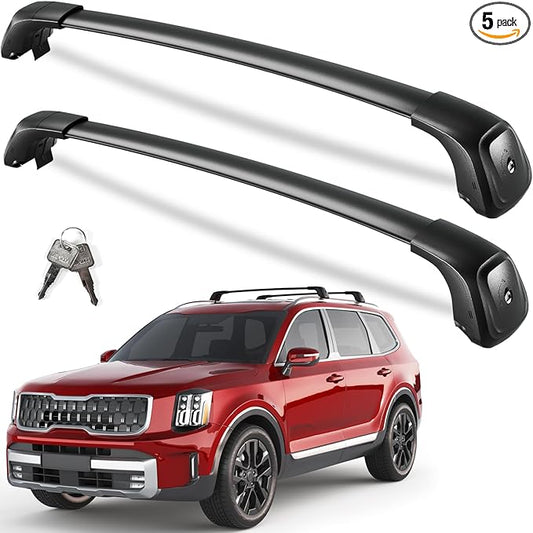 KINGGERI Roof Rack Cross Bars 260lbs Fit for Kia Telluride 2019 2020 2021 2022 2023 2024 2025 EX S SX SX-Prestige, Lockable Heavy Duty Aluminum Roof Rails Crossbars (Not for LX, X-Line or X-Pro)