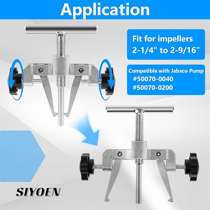 Impeller Puller Tool 660040-1 Fit for impellers 2-1/4" to 2-9/16" Compatible with Jabsco Pump #50070-0040 and #50070-0200