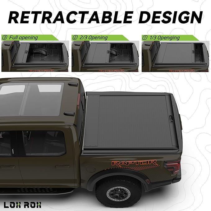 Retractable Hard Truck Bed Tonneau Cover for Ford F150 2015-2024 5.5 Bed | Durable, Waterproof, Easy to Install | Enhanced Security & Sleek Design | Aluminum | No Drilling Required