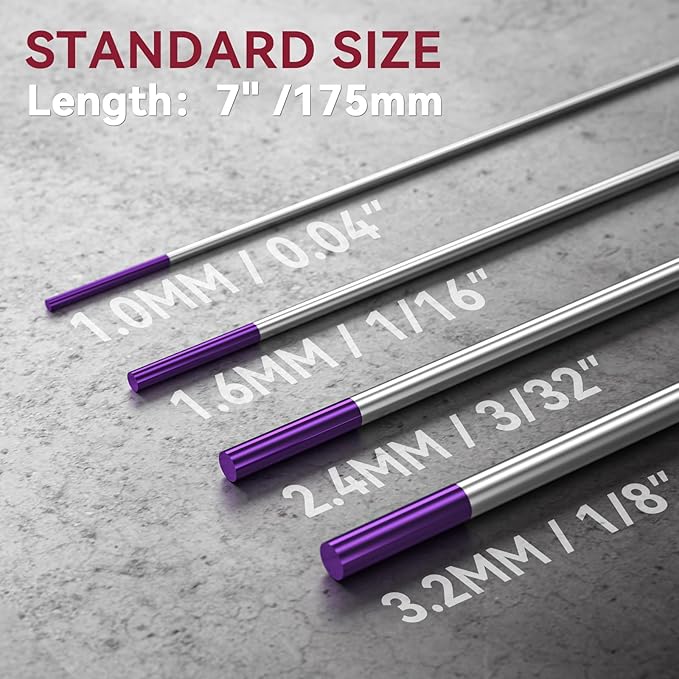 ARCCAPTAIN TIG Welding Tungsten Electrode 10-Pack 3/32"x 7"(Purple - Non-Radioactive, EWG)