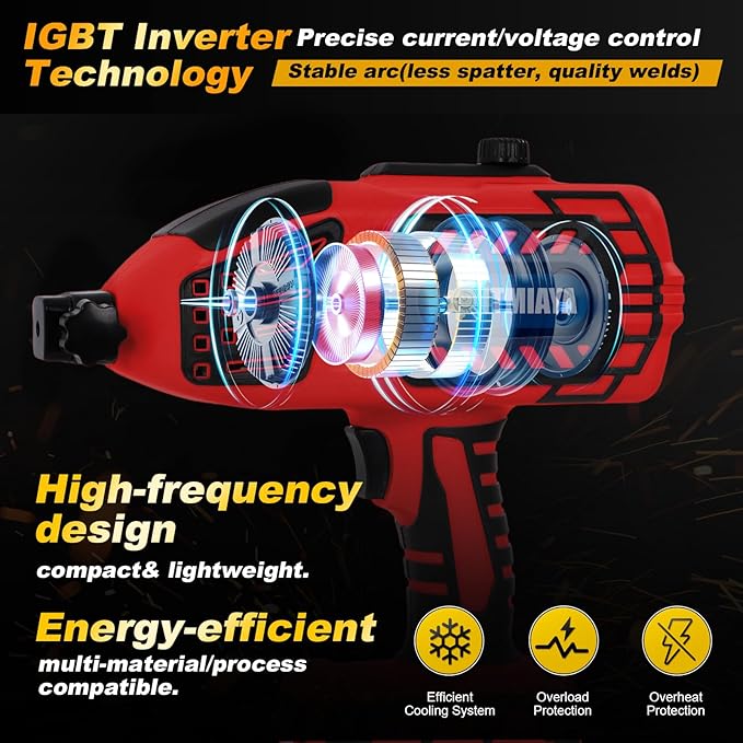 Handheld Welder 110V ARC Portable Stick Welding Machine IGBT Inverter 20-120Amps Stepless Current 1/16"-1/8" Electrodes Home Repair DIY Work for Beginner (Red)