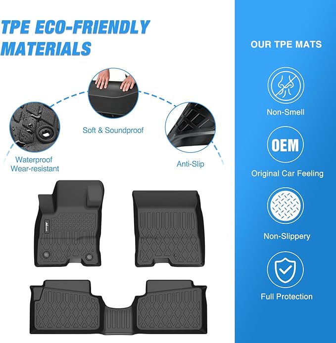 Nilight TPE Floor Mats for Ford Maverick Hybrid 2022 2023 2024 2025, All Weather Custom Fit Heavy Duty Floor Liners