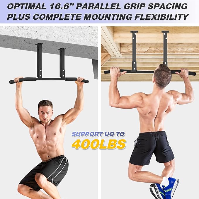 ATENTO Pull Up Bar, Chin Up Bars Ceiling Mount, Workout for Home Gym, Beam, Crossfit - Heavy-Duty, Foam Grip, Easy installation