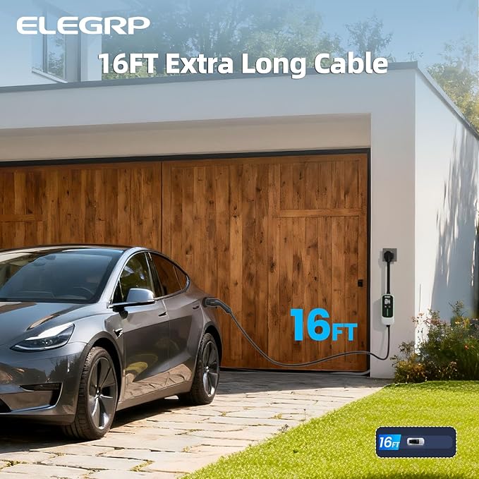 ELEGRP Level 2 EV Charger 40 Amp, Home & Portable Electric Car Charging Station with 16FT J1772 Charger and NEMA 14-50 Plug, 9.6kW for BEVs & PHEVs, ETL Certified PBE & LCR Tech