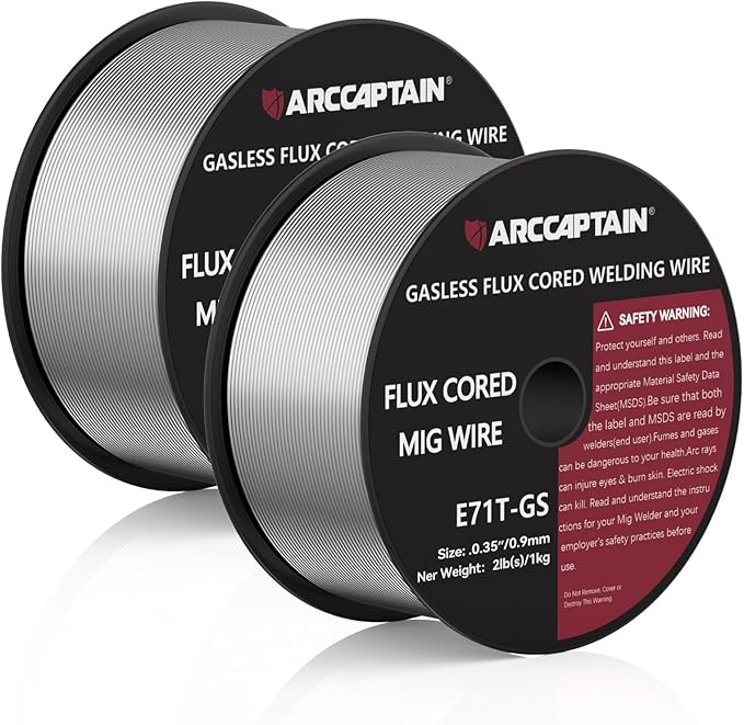 ARCCAPTAIN Flux Core Welding Wire .035", E71T-GS Mig Welding Wire 2-Pound X 2 Spools Gasless Mild Carbon Steel Compatible With Lincoln Miller Forney Harbor Welder, Pack of 2
