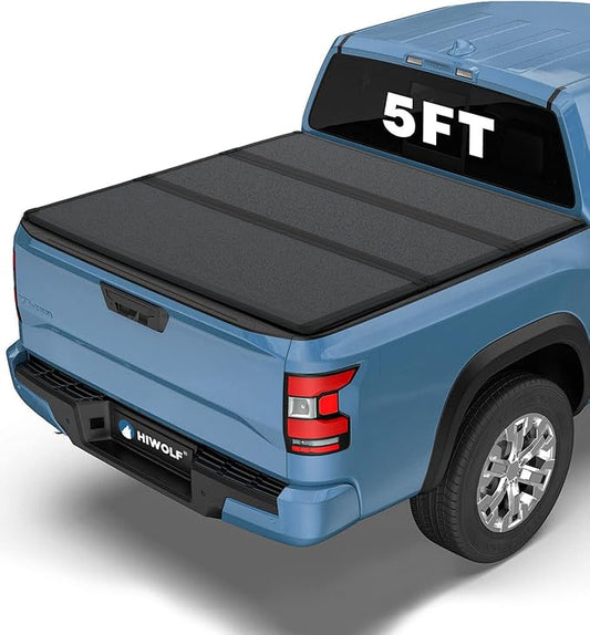 FRP Hard Tri Fold Truck Bed Tonneau Cover Fits 2005-2026 Frontier & 2009-2012 Suzuki Equator 5ft Bed (59.5") w/Track System | PRX3 | On Top |