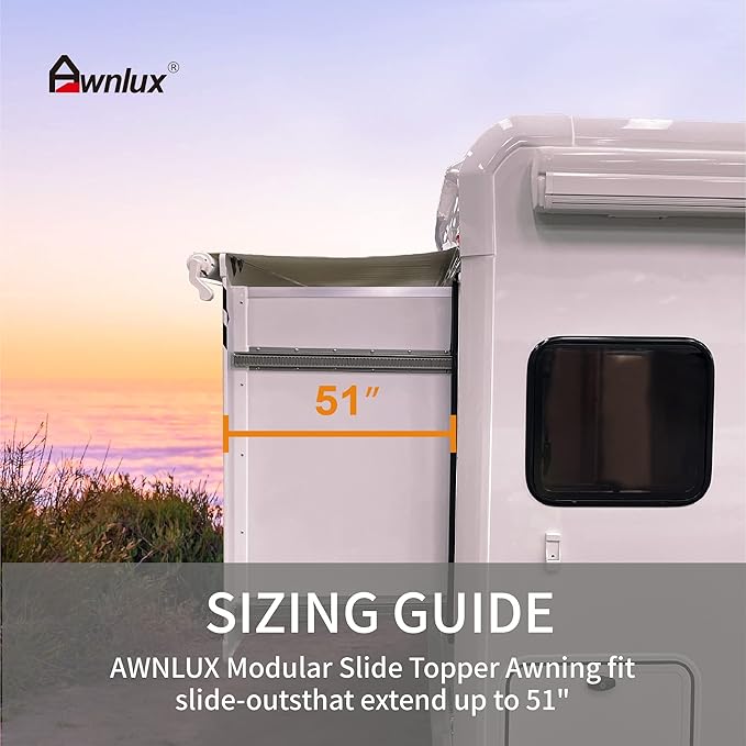 Awnlux RV Slide Topper Awning - Slide Out Awning Kit Cover Assembly,White,12'6" (12'1" Fabric)