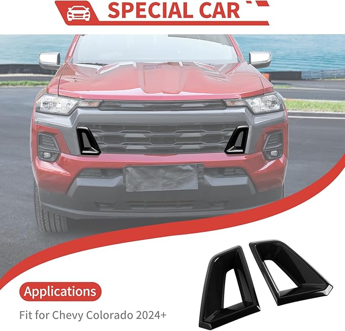 Front Side Bumper Grille Air Outlet Cover fit for Chevy Colorado 2024+ Front Grill Vent Insert Cover Exterior Accessories,Black