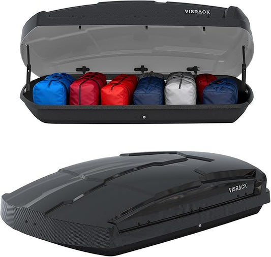 Roof Cargo Box, Dual-Side Opening Design, 15.5 Cubic Feet Capacity, Waterproof Hard-Shell Storage Box, Includes Straps and Spare Key,Ideal for Travel and Luggage Transport, (B58)