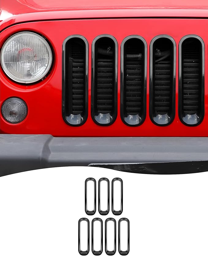 JK Grill Inserts Front Grille Mesh no Mesh Cover Guard for Jeep Wrangler JK 2007-2017 Clip-on Grille Accessories
