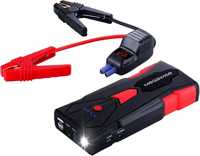 MEGAWISE 1500A Peak 16800mAh Car Battery Jump Starter Booster (up to 7L Gas or 5L Diesel Engines), 12V Portable Power with Dual USB Outputs & Flashlight 2023 Upgraded Extremely Safe
