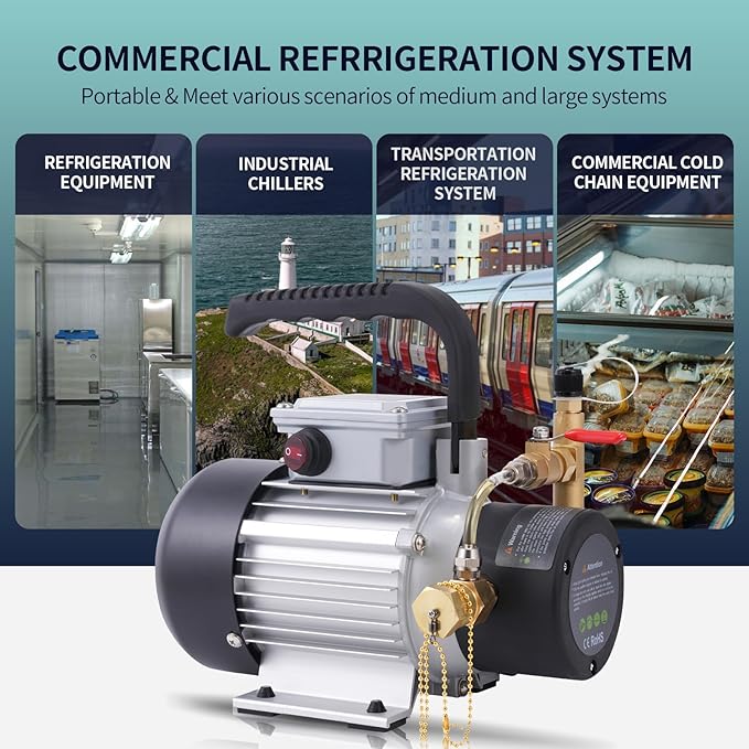 WATNOVA Portable Electric Refrigeration Oil Pump - HVAC Oil Pump Tool for Commercial Systems | Exceed The Efficiency of Hand Pump | Compact Design with High-Precision Gear Pump & Turbo Boost