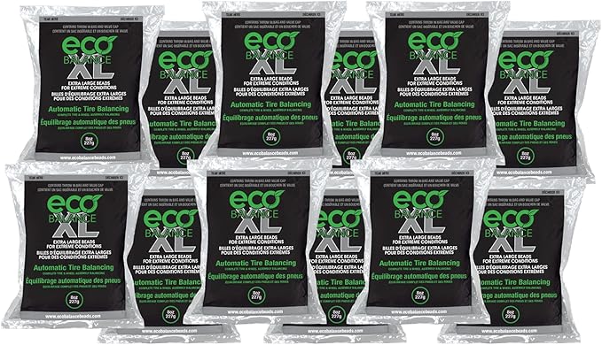 ECO Balance 08-ECOXL12 ECO XL Extreme Condition Tire/Wheel Balancing Beads - Off-Road Vehicles, Light Duty Truck Tires, (12) 8oz Balance Bead Bags, (12) Valve Caps