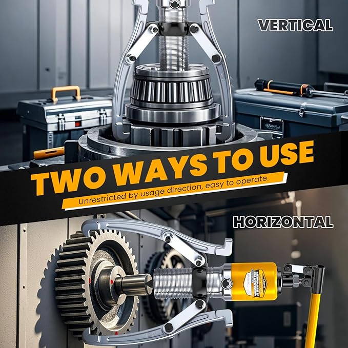 NEWTRY 20 Ton Hydraulic Gear Puller Kit, Wheel Bearing Pulling Separator, 3 Jaw Puller, Vertically & Horizontally, w/Case, Heavy Duty Mechanical Repair