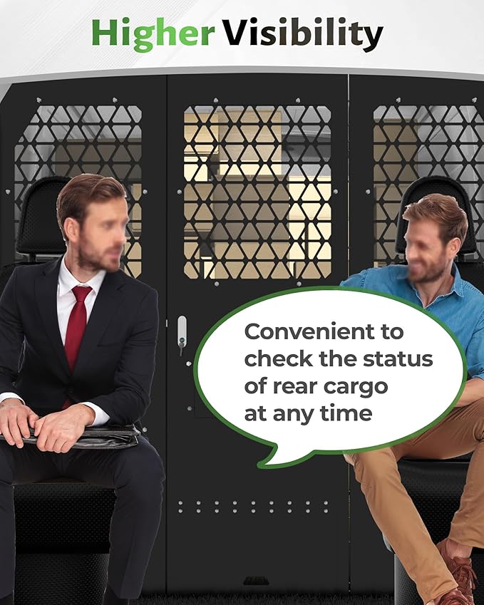 StarONE Cargo Van Partition,Van Safety Partition Bulkhead Fit for 2015-2024 Ford Transit 150 250 350 Mid-Roof Full Size Van,with Door Lock and Acrylic Panel,Black