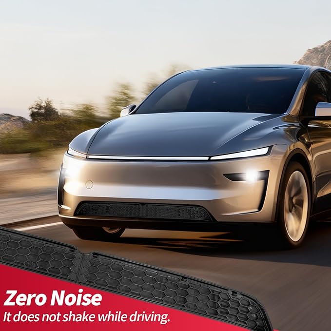 AggAuto Grille Mesh Insert Compatible with Tesla Model Y Juniper 2025 2026, Front Air Inlet Vent Grille Inserts Cover Replacement, 2 Pcs Model Y Accessories Black