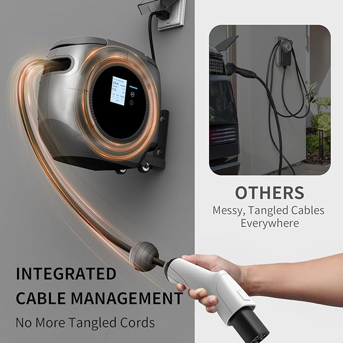 Level 1 EV Charger for Tesla – 110V 16A, 26FT Cable, NEMA 5-15 Plug, Wi-Fi Support, Portable Tesla Connector for Model 3/Y/S/X, Easy for Home or Travel (Black)