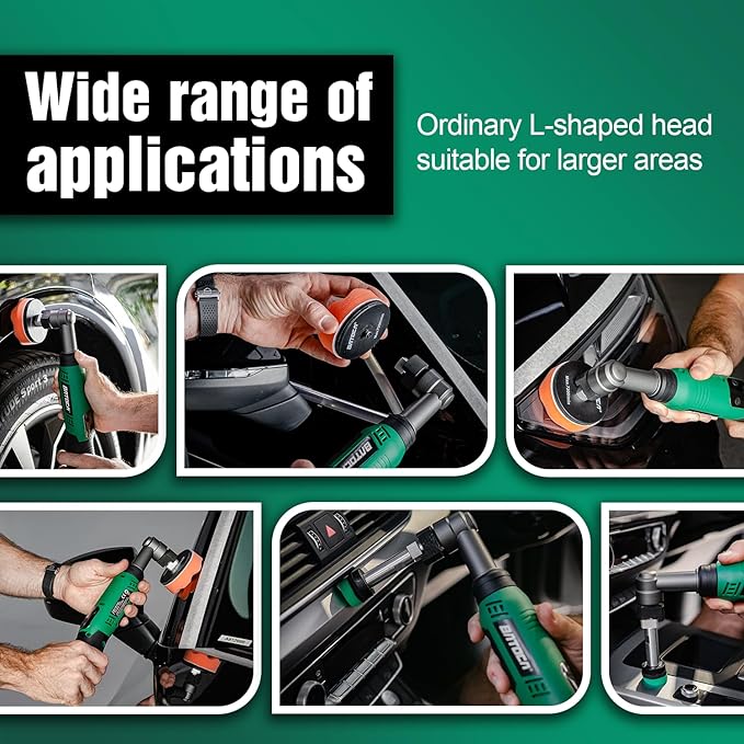 BATOCA S6 Mini Polisher Cordless Polisher for Car Detailing, 2x2.0Ah Batteries, 0mm Rotary Buffer, 3mm and 12mm Dual Action Polisher 1-3 Inch, 2 Different Speeds Heads Systems, 4.2k-21k or 1-5k RPM