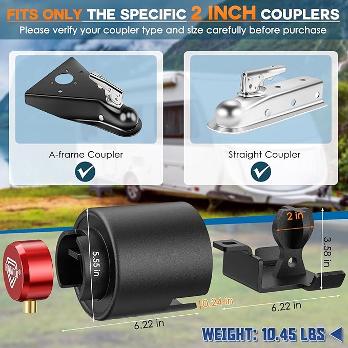 2" Heavy Duty Trailer Lock - Ball Coupler and Safety Chains Anti-Theft, Solid Steel Trailer Tongue Lock for RV, Boat, Camper, Cargo Trailers