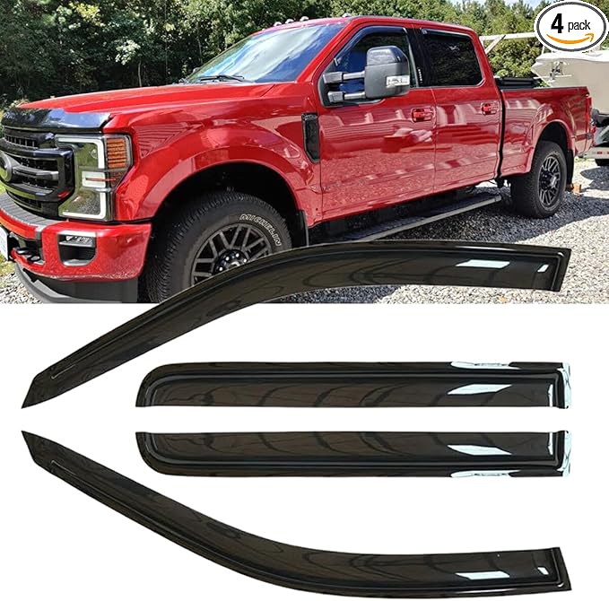 Original 4pcs Rain Guards Set, Outside Mount Window Deflectors, Side Window Visors Compatible with 2004-2006 Toyota Tundra Double/Crew Cab with 4 Full Size Doors Only|94710|