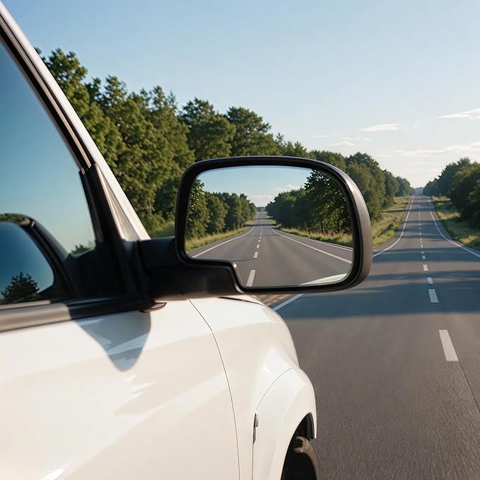 DWVO Right Passenger Side Manual Folding Towing Mirror for 1999-2006 Chevy Silverado, GMC Sierra, Tahoe, Suburban, Yukon XL, Denali, Avalanche Classic, Adjustable Tow Side Mirror Accessory, Black