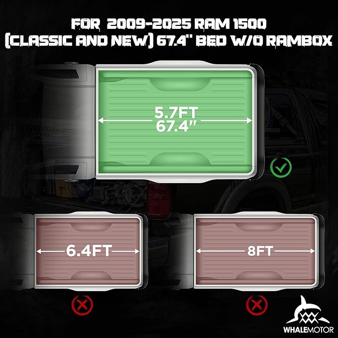 Hard Folding Truck Bed Tonneau Cover Compatiable with Dodge Ram 1500 Classic&New(2009-2025) 5.7 FT Short Box w/o Rambox, Tri Fold Style