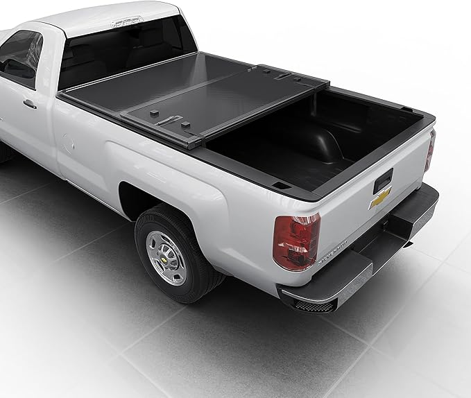 Hard Folding Truck Bed Tonneau Cover|HTF083|Fits 2010-2025 Chevy Silverado & GMC Sierra 1500 2500 3500 HD 8FT