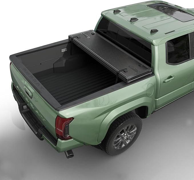 Hard Folding Truck Bed Tonneau Cover |HTF022|Fits 2016-2026 Toyota Tacoma w/OE Track System 6' 2" Bed (73.7")