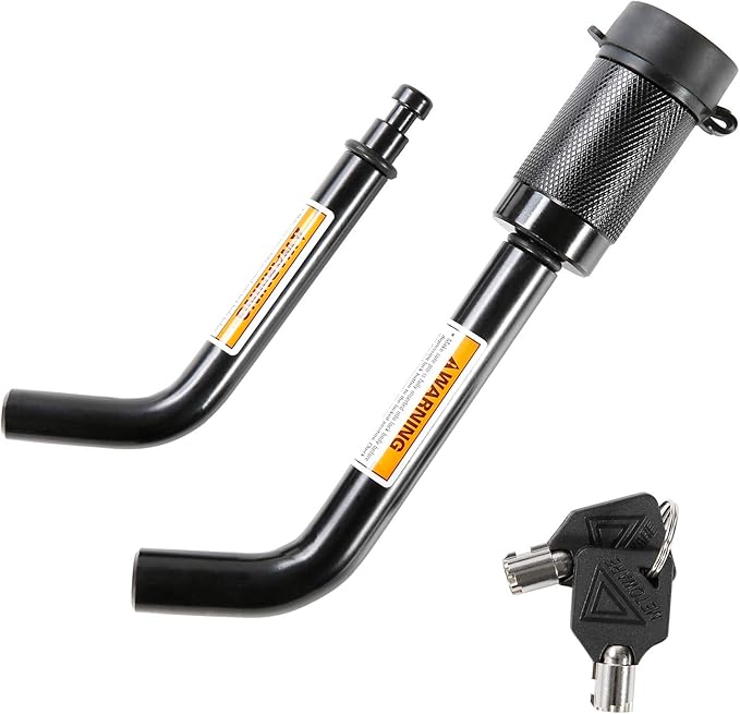 METOWARE Trailer Hitch Locks, 1/2" and 5/8" Diameter Dual Bent Pins for Class I-IV Hitches, Anti-Theft Hitch Lock for 1-1/4" 2" and 2-1/2" Receiver, Fits Towing Trailer Truck Car Boat RV (1 Pack)