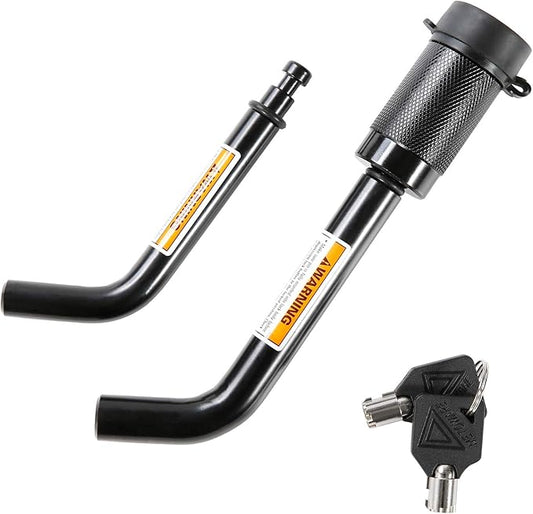 METOWARE Trailer Hitch Locks, 1/2" and 5/8" Diameter Dual Bent Pins for Class I-IV Hitches, Anti-Theft Hitch Lock for 1-1/4" 2" and 2-1/2" Receiver, Fits Towing Trailer Truck Car Boat RV (1 Pack)