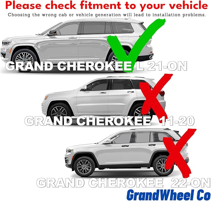 Window Deflectors Smoke Tinted Tape-On Side Window Vent Visor Deflectors Rain Guards Compatible with Jeep Grand Cherokee L 2021-2026 - 6pcs. GW0267